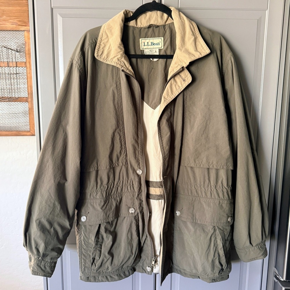 LL Bean Vintage Mens Gore-Tex Field Jacket,Olive Green, M